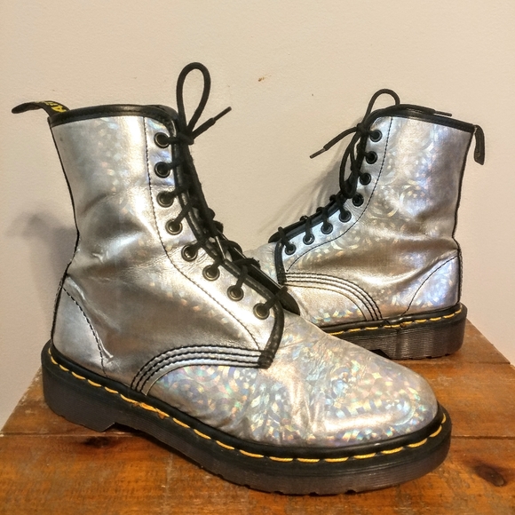 Dr. Martens Shoes - Vintage 90s Silver Hologram Docs